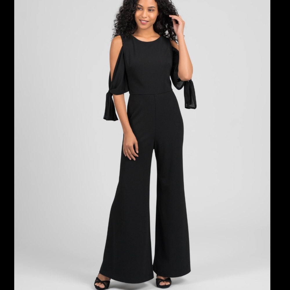 NWT TAYLOR Black Jumpsuit with Open Shoulder Sz 2